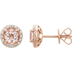 14K Rose Morganite & 1-5 CTW Diamond Earrings