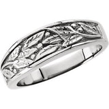 14K White 6.25mm Ladies Leaf Band