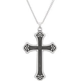 Sterling Silver 26x18mm Fancy Cross Pendant