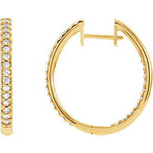 14K Yellow 3-4 CTW Diamond Hinged Inside-Outside Hoop Earrings