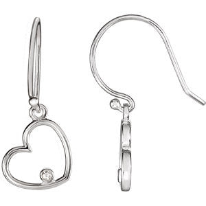 Sterling Silver .03CTW Diamond Heart Earrings