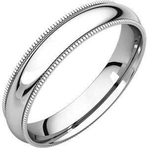 14K White 4mm Milgrain Comfort Fit Band