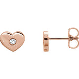 14K White .06 CTW Diamond Heart Earrings