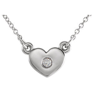 14K White .03 CTW Diamond Heart 16" Necklace