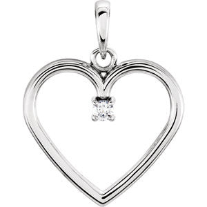 14K White .03 CTW Diamond Heart Pendant