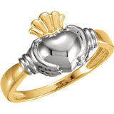 14K Yellow & White Ladies Claddagh Ring