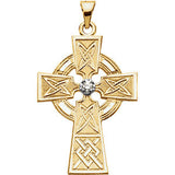 14K Yellow & White .06 CTW Diamond Cross Pendant