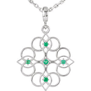 Sterling Silver Emerald 18" Necklace