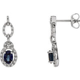 14K White 1-4 CTW Diamond & Blue Sapphire Earrings