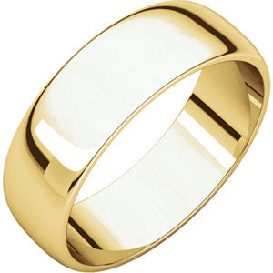 18K Yellow 6mm Half Round Light Band