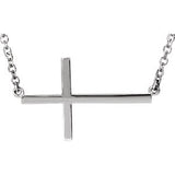 14K Yellow Sideways Cross 16" Necklace with 2" extension