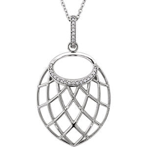 14K White .06 CTW Diamond Nest Design 18" Necklace