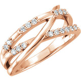 14K White 1/4 CTW Diamond Criss-Cross Ring