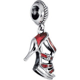 Sterling Silver 18x12mm Red Heel Dangle