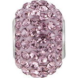 Sterling Silver 12x8mm Light Purple Crystal Pave' Bead