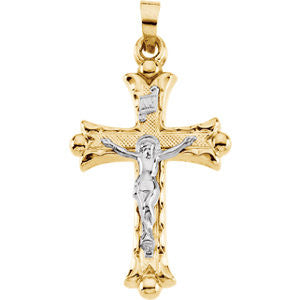 14K Yellow & White 32x23mm Hollow Crucifix Pendant