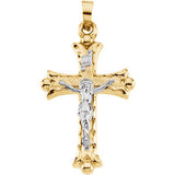 14K Yellow & White 32x23mm Hollow Crucifix Pendant