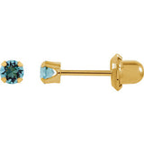 24K Yellow with Stainless Steel Solitaire "November" Birthstone Piercing Earrings