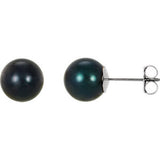 14K Yellow 7mm Black Akoya Cultured Pearl Earrings