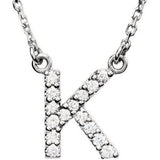 14K White Letter "A" 1-8 CTW Diamond 16" Necklace