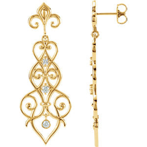 14K Yellow 1-3 CTW Diamond Decorative Dangle Earrings