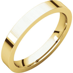 18K Yellow 3mm Flat Comfort Fit Band