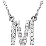 14K White Letter "A" 1-8 CTW Diamond 16" Necklace