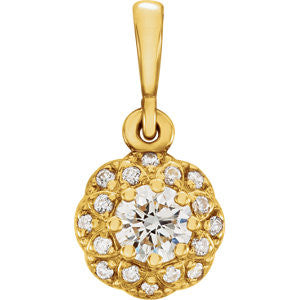 14K White Ruby & .04 CTW Diamond Halo-Style Pendant