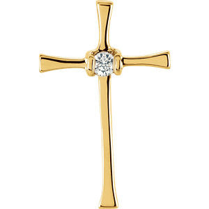 14K Yellow .05 CTW Diamond Cross Pendant