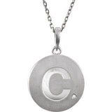 Sterling Silver .005 CTW Diamond Letter "C" Initial Disc 18" Necklace