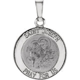 Sterling Silver 25mm Round St. Joseph Medal 24" Necklace