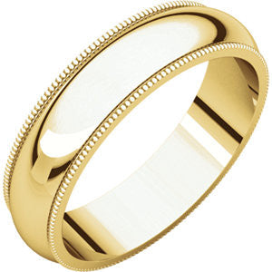 18K Yellow 5mm Milgrain Comfort Fit Band