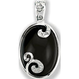 Sterling Silver Onyx & .05 CTW Diamond Pendant