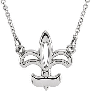 14K White Fleur-De-Lis 16" Necklace