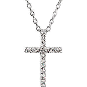 Platinum .085 CTW Diamond Cross 16" Necklace