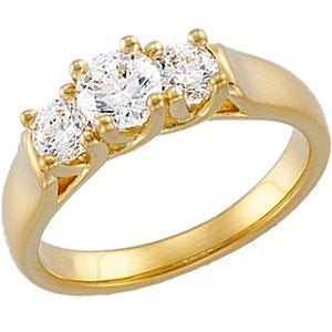 14K White 1 CTW Diamond 3 Stone Anniversary Ring