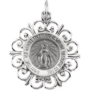 14K Yellow 20x18mm Round Miraculous Medal