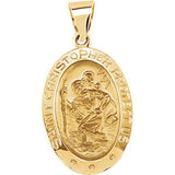 14K White 23.5x16mm Oval St. Christopher Hollow Medal