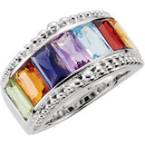 Multi-Gemstone Granulated Design Ring