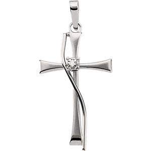 14K Yellow .010 CTW Diamond Cross Pendant