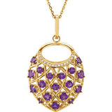 14K Yellow Amethyst & .06 CTW Diamond Nest Design 18" Necklace