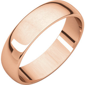 14K Rose 5mm Half Round Light Band