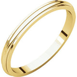 14K Yellow 7mm Half Round Edge Band