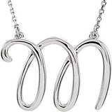 Sterling Silver "F" Script Initial 16" Necklace