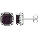 14K White Mozambique Garnet & .06 CTW Diamond Earrings