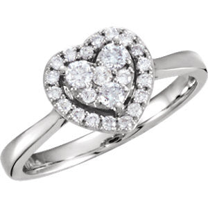 14K White 3-8 CTW Diamond Heart Ring