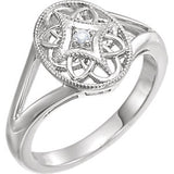 Sterling Silver .025 CTW Diamond Ring Size 6