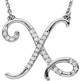 Sterling Silver Letter "U" 1-8 CTW Diamond Initial 16" Necklace