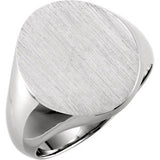 Sterling Silver 16x14mm Solid Oval Men's Signet Ring