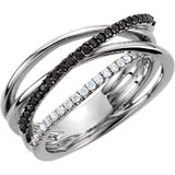 Sterling Silver Black Spinel & 1-6 CTW Diamond Ring